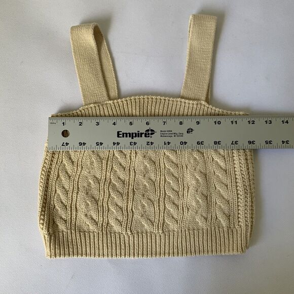 Forever 21 Pantone Crop Top Women S Sand Neutral Cable Knit Sweater Tank Preppy - Picture 7 of 8
